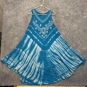 Rina Vintage Y2K Tie Dye Rayon Dress Free Size Crinkle Boho Festival Hippie Chic